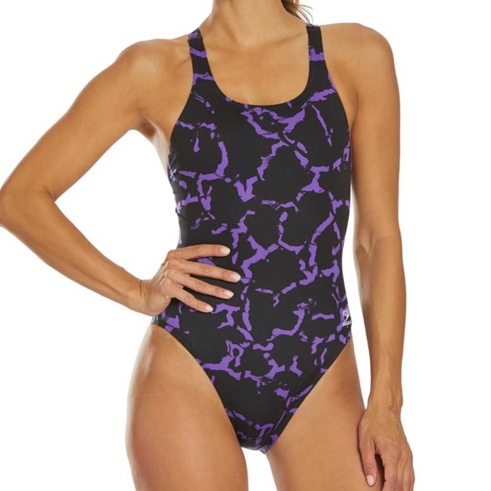 Speedo Womens Swimsuit Wrack it up Superpro Purple Race Cut Size 8/34